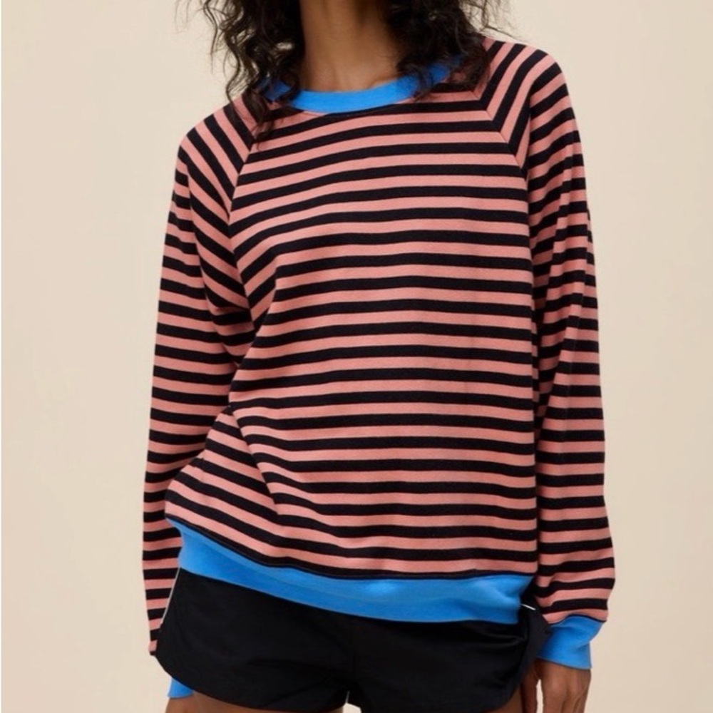 Daydreamer Pink and Black Striped Sweatshirt with Blue Trim - Picture 2 of 11